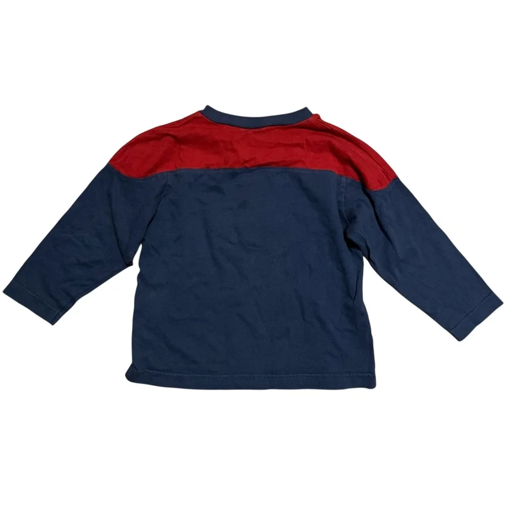 Disney Mickey & Co Vintage Kids 4T Long Sleeve Shirt Embroidered Navy Red